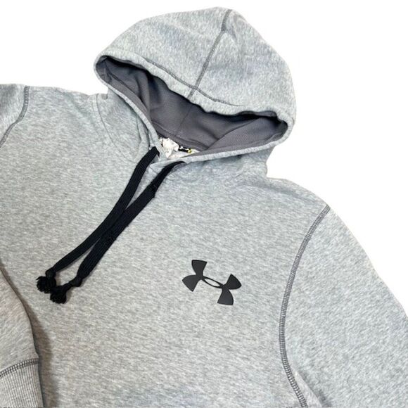 Under Armour Cold Gear Gray Hoodie Lightweight Contrast Surge Stitch Medium - Picture 2 of 9